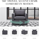 Grey Upholstered Swivel Armchair Twin Pack LivingRoom