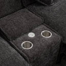 Modern Chenille Upholstered Sectional Sofa with Ottomans, USB Ports, Cup Holders, and Storage in Grey