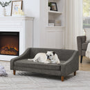 Durable Elevated Dog Sofa Bed with Modern Irregular Armrest Design, Comfortable Soft Pet Sofa - Dark Gray