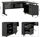 63 Inch Executive Desk With Integrated Cabinet Gray