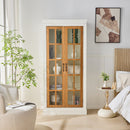 Rustic Style Display Cabinet with Glass Doors for Collectibles - White & Brown, 71.2'' Tall