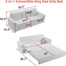 King Size Multifunctional Sleeper Sofa Beige Velvet