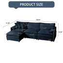 Modular Sectional Sofa, Oversized Deep Seat L Shaped Couch Set with Movable Ottoman, Chenille, Blue
