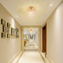 Mini Gold Crystal Chandelier 3 Tier Raindrop Flush Mount