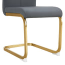Modern Dining Chairs, PU Faux Leather High Back Upholstered Side Chair with Golden C-shaped Tube Metal Legs for Dining Room,Kitchen(Set of 2 )(DARK GRAY+PU)W1151104365