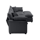 Corduroy Two-Seater Sofa with Ottoman, L-Shaped Sofa for Small Spaces, Grey Corduroy, Modern Design