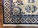 Silk Chinese Rug 3x5, Vintage Handmade Peking Carpet, Asian Oriental Art Deco Rug