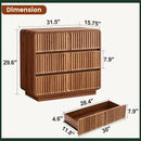 Walnut Fluted Three Drawer Dresser 31 Inch Wide Storage