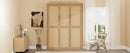 Full Size Solid Wood With Rattan Murphy Bed Cabinet Space-Saving Bed with 1 Side Cabinet Storage Shelf, Perfect for Guest Room, for Bed Room, Guest Room, Home Office, Natural