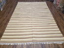 Indian Striped Blanket 6x9, Large Indo Kilim Area Rug, Earthern Tones Woolen Hand-Woven Flatweave South American Style Queen Size Bedspread