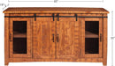 65 Inch Solid Wood TV Stand Honey Tobacco With Rustic Doors