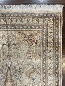 Turkish Kayseri Silk Rug 4x6, Tree of Life Pattern, Vintage Handmade Hand Knotted Carpet, Animal Pictorials, Birds