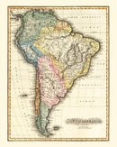 Vintage Map of South America, 1823