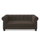 Elegant Rectangular Pet Bed for Small and Medium Dogs, Durable Elevated Dog Sofa Bed, Modern Linen Fabric - Dark Brown