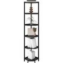 6 Tier Black Corner Shelf Stand Bookshelf For Living Room