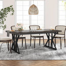 Farmhouse Dining Table 70.8 Inch Heavy Duty Metal Legs