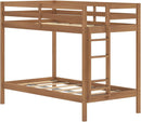 Engineered Wood Twin Over Twin Bunk Bed With Ladder Oak Finish