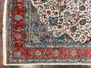 Persian Sarouk Rug 8x12, Wool Hand Knotted Antique Carpet, Floral Medallion, Cream Red, Traditional Oriental Rug