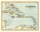 Vintage Map of West Indies, 1823