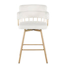 26' Counter Height Bar Stools Set of 2, 180° Swivel Upholstered Barstools with Backs and Metal Legs, Bar Stools for Kitchen Island, Cafe, Pub,