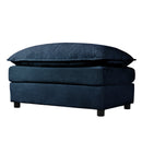 Oversized Deep Seat Sectional Cloud Sofa Sleeper with 3 Ottomans & Soft Pillows, Modular Couch Bed, Blue Chenille, 109.45 Inches