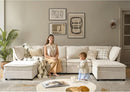 127 Inch Modular Sectional Sofa Beige with Storage Ottoman