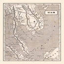 Vintage Map of Thailand 1848