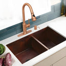 Copper Pull Out Kitchen Faucet, Single Level Solid Brass Kitchen Sink Faucets with Pull Down Sprayer - AK96415-D-C