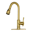 Copper Pull Out Kitchen Faucet, Single Level Solid Brass Kitchen Sink Faucets with Pull Down Sprayer