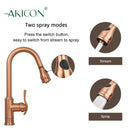 Copper Kitchen Faucet with Soap Dispenser, Single Handle Solid Brass High Arc Pull Down Sprayer Head Kitchen Sink Faucets with Deck Plate