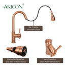 Copper Pull Out Kitchen Faucet, Single Level Solid Brass Kitchen Sink Faucets with Pull Down Sprayer