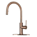 Copper Pull Out Kitchen Faucet with Deck Plate, Single Level Solid Brass Kitchen Sink Faucets with Pull Down Sprayer