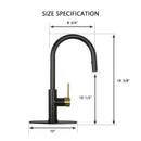 Matte Black & Brushed Gold Pull Out Kitchen Faucet with Deck Plate, Single Level Solid Brass Kitchen Sink Faucets with Pull Down Sprayer-AK96416BLBG