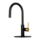 Copper Pull Out Kitchen Faucet with Deck Plate, Single Level Solid Brass Kitchen Sink Faucets with Pull Down Sprayer