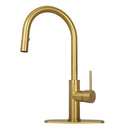 Copper Pull Out Kitchen Faucet with Deck Plate, Single Level Solid Brass Kitchen Sink Faucets with Pull Down Sprayer