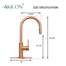 Copper Pull Out Kitchen Faucet with Deck Plate, Single Level Solid Brass Kitchen Sink Faucets with Pull Down Sprayer