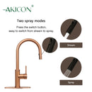 Copper Pull Out Kitchen Faucet with Deck Plate, Single Level Solid Brass Kitchen Sink Faucets with Pull Down Sprayer