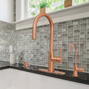 Copper Pull Out Kitchen Faucet with Deck Plate, Single Level Solid Brass Kitchen Sink Faucets with Pull Down Sprayer