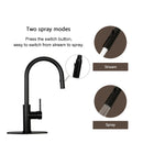 Matte Black Pull Out Kitchen Faucet with Deck Plate, Single Level Solid Brass Kitchen Sink Faucets with Pull Down Sprayer-AK96416MB
