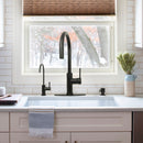 Matte Black Pull Out Kitchen Faucet with Deck Plate, Single Level Solid Brass Kitchen Sink Faucets with Pull Down Sprayer-AK96416MB