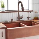 Copper Pull Out Kitchen Faucet with Deck Plate, Solid Brass Kitchen Sink Faucets with Pull Down Sprayer - Antique Bronze