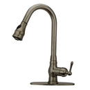 Pull Out Kitchen Faucet with Deck Plate, Single Level Solid Brass Kitchen Sink Faucets with Pull Down Sprayer-AK96418-D-C