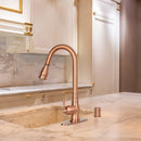 Copper Pull Out Kitchen Faucet, Single Level Solid Brass Kitchen Sink Faucets with Pull Down Sprayer - AK96418C