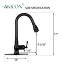 Pull Out Kitchen Faucet with Deck Plate, Single Level Solid Brass Kitchen Sink Faucets with Pull Down Sprayer-AK96418-D-MB