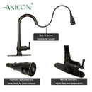 Pull Out Kitchen Faucet with Deck Plate, Single Level Solid Brass Kitchen Sink Faucets with Pull Down Sprayer-AK96418-D-ORB