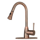 Copper Pull Out Kitchen Faucet, Single Level Solid Brass Kitchen Sink Faucets with Pull Down Sprayer