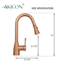 Copper Pull Out Kitchen Faucet, Single Level Solid Brass Kitchen Sink Faucets with Pull Down Sprayer