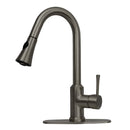 Copper Pull Out Kitchen Faucet with Deck Plate, Single Level Solid Brass Kitchen Sink Faucets with Pull Down Sprayer