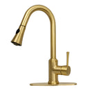 Copper Pull Out Kitchen Faucet with Deck Plate, Single Level Solid Brass Kitchen Sink Faucets with Pull Down Sprayer