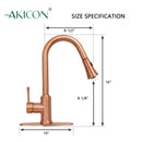 Copper Pull Out Kitchen Faucet with Deck Plate, Single Level Solid Brass Kitchen Sink Faucets with Pull Down Sprayer